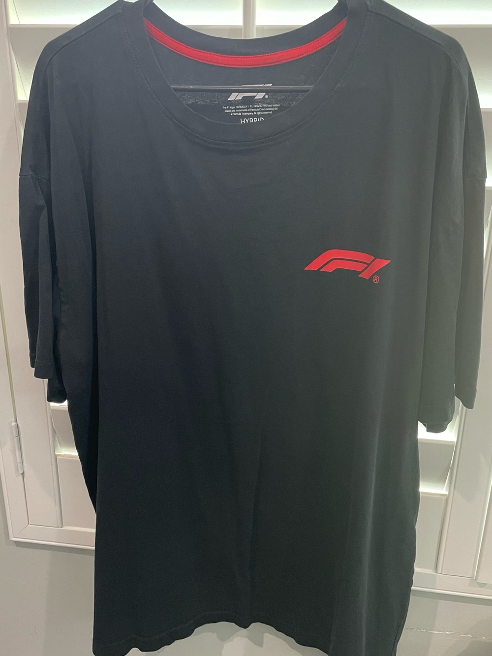 Hybrid Apparel Black Short Sleeve Tee with Red Logo